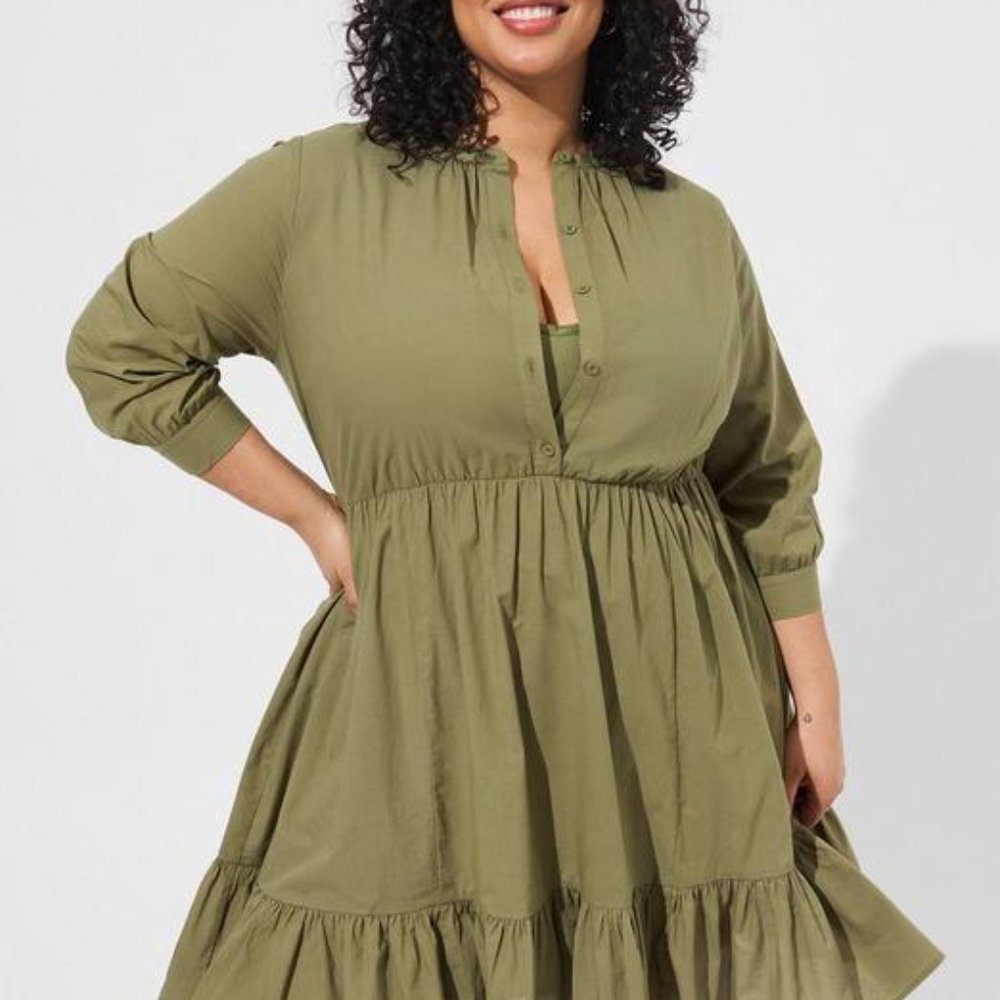Torrid Mini Voile Mandarin Collar Dress